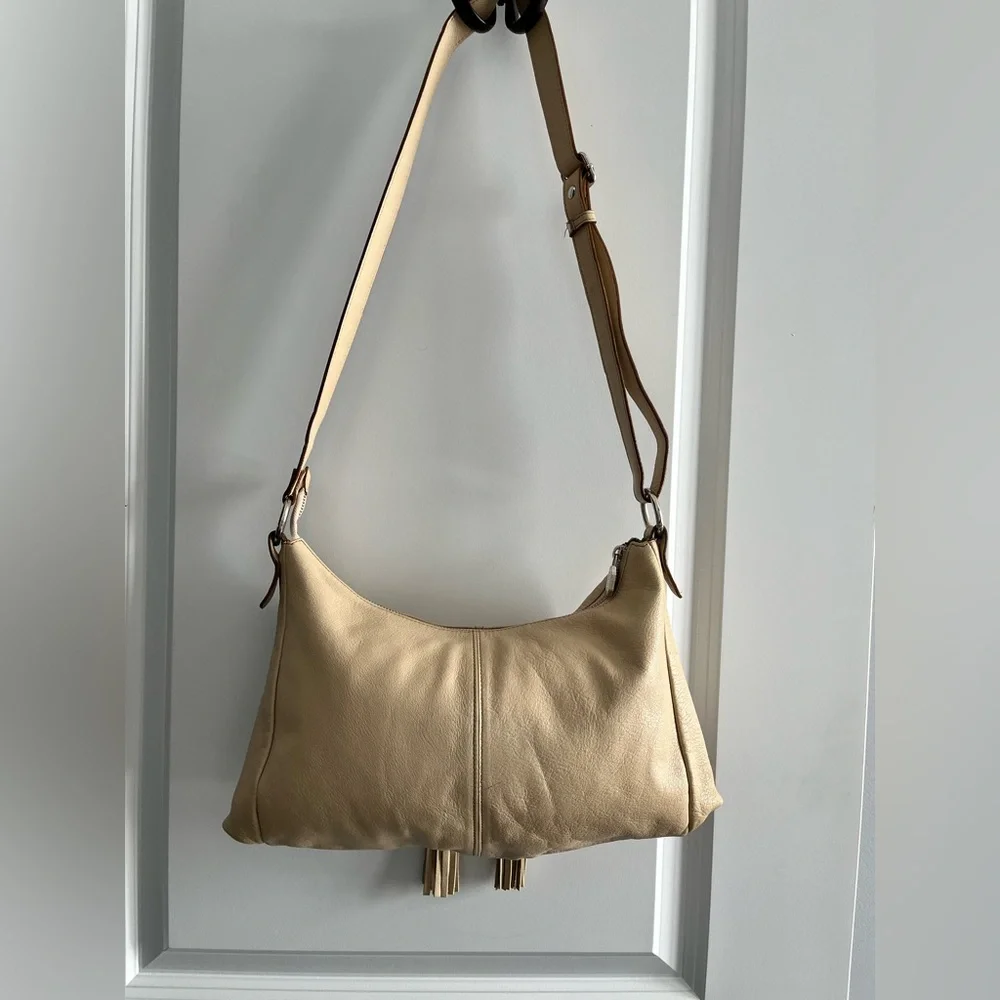 Prune Cream Leather Shoulder / Crossbody Bag - Picture 3 of 15